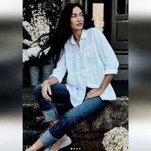 J. Jill  Button Down Shirt with Notched Collar Blue Color